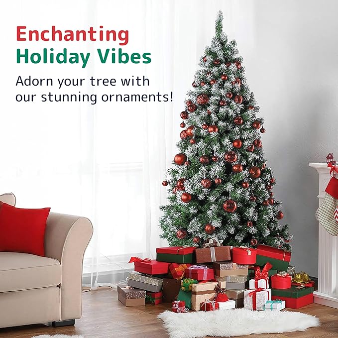 Prextex 36-Pieces Red Christmas Ornaments Set - Shatterproof, Festive Christmas Balls Decorations in 3 Sizes and 6 Styles with Hanging Loops for Tree, Wreath, and Dazzling Holiday Party Decor