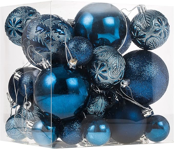 Senjie Night Blue Shatterproof Christmas Ornaments, 32pcs Set, Traditional Style, Plastic Material, Christmas & Wedding Occasion