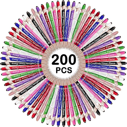 Amlion Personalized Custom Pens with Name Engraved Logo Text,500 Customized Writing Stylus Pen Promotional Item Gift for Men Women Office Business Wedding-Assorted