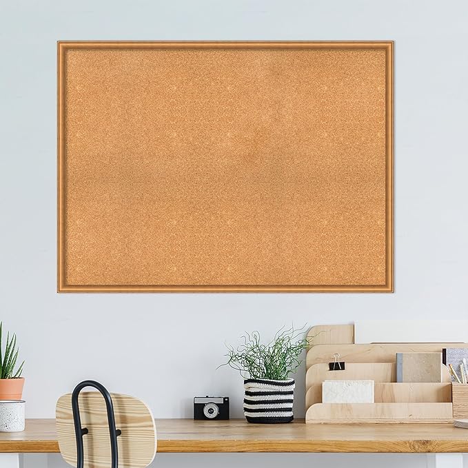 Amanti Art Natural Cork Board for Wall, 36x48 Vision Board with Bronze Frame, Oversize Corkboard Office Decor for Home Organization, Casual Corkboard Pinboard to Display Items for Home Organization