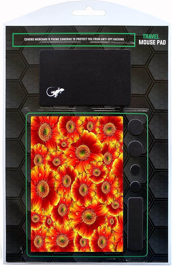 Adhesive Mouse Pad - Peel and Sticks to Any Surface - Travel Mouse Pad, Sticky for Any Surface - Excellent Tracking - Flowers GERBERAS