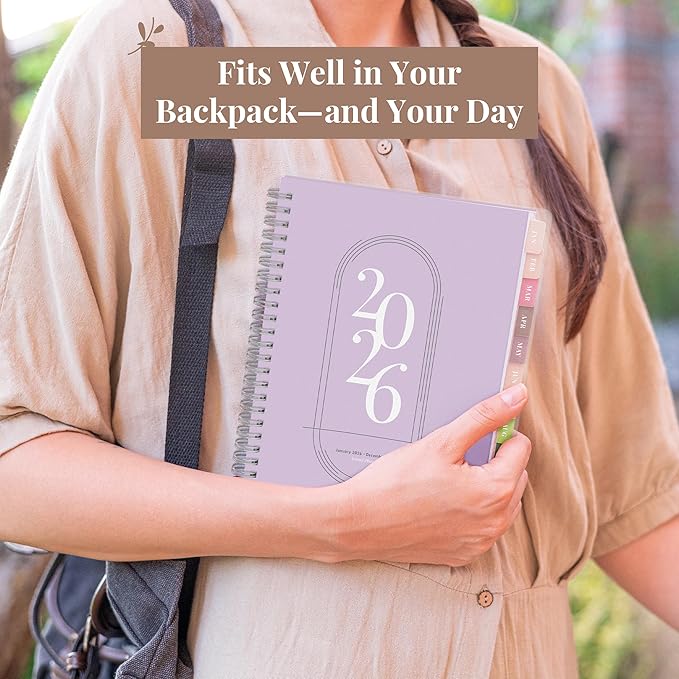 Rileys 2026 Planner, Agenda Planner With Weekly And Monthly View, Daily Agenda Book And Yearly Planners Calendar Book, Spiral Bound With Tabs, Notes, Goals And Holidays (Lilac, 8 x 6 in)