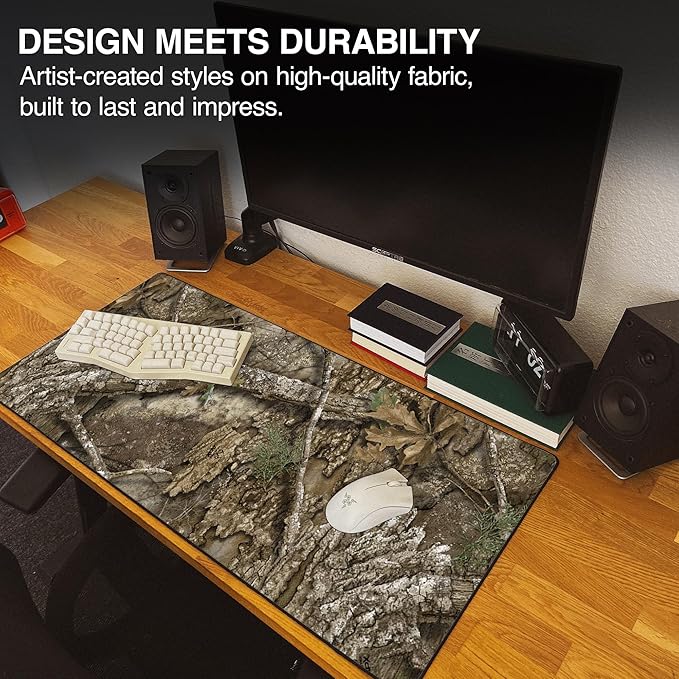 MPCO. Real Tree Large Gaming Desk Pad - 36" x 17" Aeroglyde Fabric APX – Without Logo Desk Mats - Non-Slip, Washable, Smooth Glide for Precision Gaming & Work