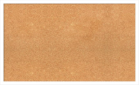 Amanti Art Natural Cork Board for Wall, 19x31 Vision Board with White Frame, Medium Corkboard Office Decor for Home Organization, Modern Corkboard Pinboard to Display Items for Home Organization in