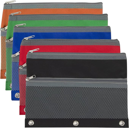 Pencil Case Pouch Bulk 100 Pack of School, Classroom, Teacher, Office Supplies | Pencil Bag Pouch for 3 Ring Binder with Mesh Pocket Window and Zipper | Binder Pencil Pouches for School, Office Budget