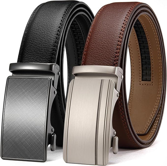 CHAOREN Leather Ratchet Belt Men 2 Pack - Customizable Fit, Effortless Style (35mm)