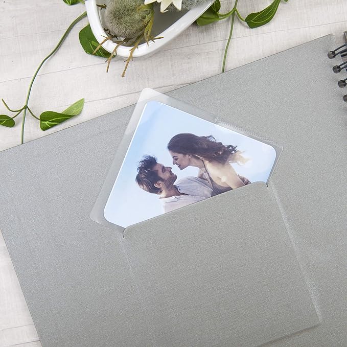 12 x 12 Inch Large DIY Scrapbook Photo Album with Window Design Cover 80 Pages Craft Paper Memory Book for Weeding Anniversary Travel and Baby (Gray)