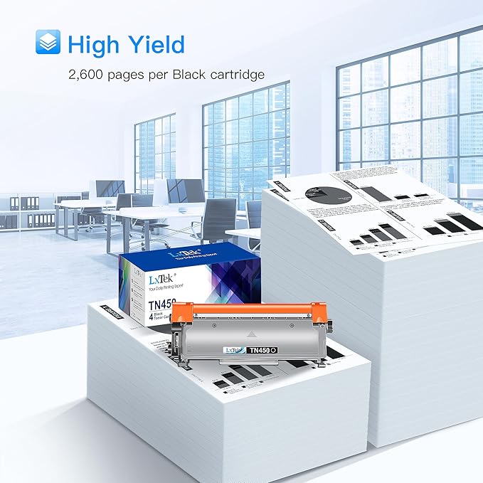 LxTek Compatible Toner Cartridge Replacement for Brother TN-450 TN450 TN420 to use with MFC-7360N DCP-7065DN IntelliFax 2840 2940 MFC-7860DW MFC-7460DN HL-2270DW MFC7240 Printer (Black, 4 Pack)