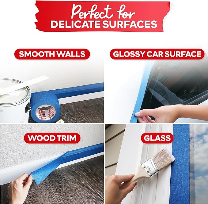 XFasten Blue Painters Tape 540 Feet 3 Inch X 60 Yards (3-Pack) Wide Painters Tape Blue Masking Tape Paint Tape for Walls, Painters Tape Car Strong Adhesion, No Mess Blue Tape Masking Tape for Painting