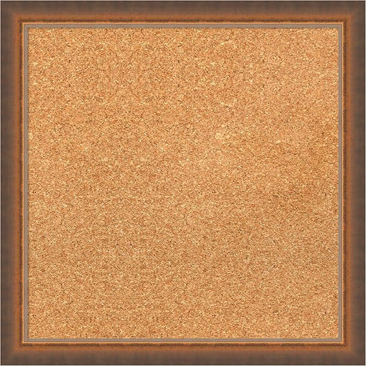 Amanti Art Natural Cork Board for Wall, 18x18 Vision Board with Bronze Frame, Small Corkboard Office Decor for Home Organization, Modern Corkboard Pinboard to Display Items for Home Organization in