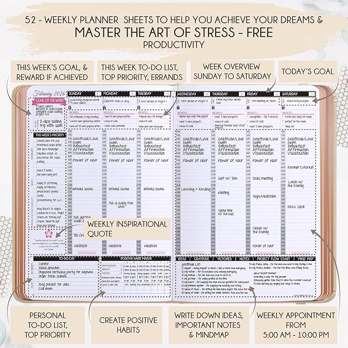 2026 Planner Weekly and Monthly | Law of Attraction Planner with Panduo App | A 12 Month Journey for Productivity, Gratitude & Goal Setting | Includes Foldable Vision Board, Gift Box & Stickers