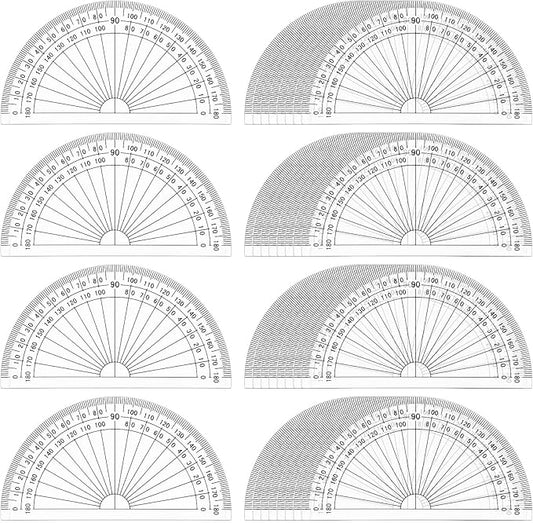 Zonon 200 Pcs 4 Inch Clear Plastic Protractor Bulk Math Protractors Set 180 Degrees Geometry Drafting Tools for Classroom Industry Office Back to School Supplies