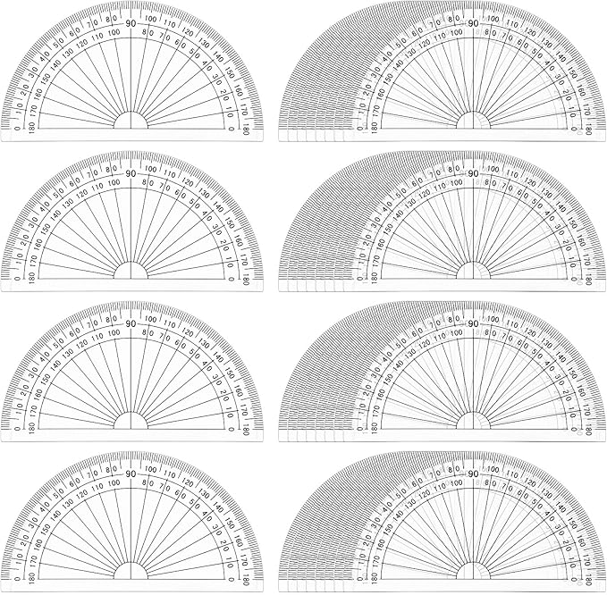 Zonon 100 Pcs 4 Inch Clear Plastic Protractor Bulk Math Protractors Set 180 Degrees Geometry Drafting Tools for Classroom Industry Office Back to School Supplies