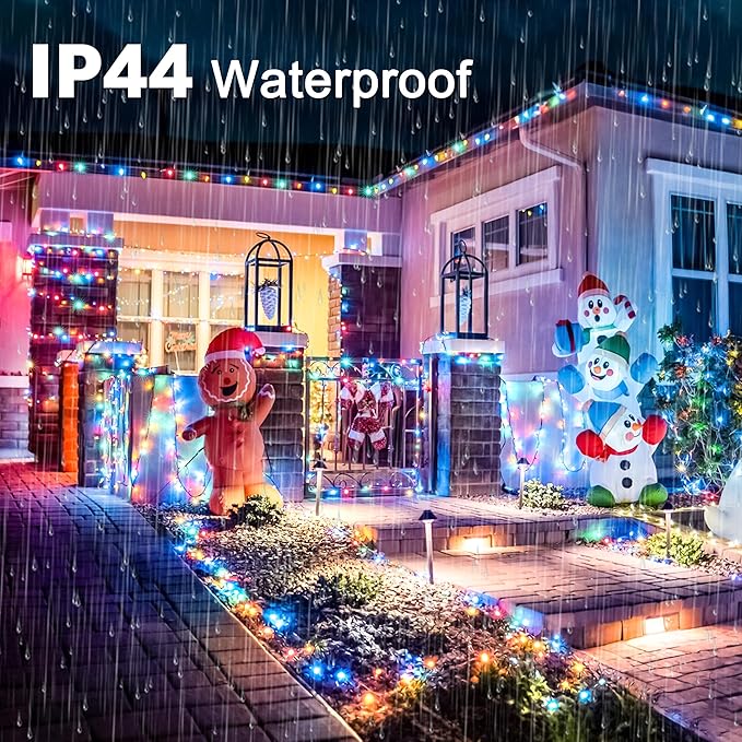 197FT 600 LED Christmas Lights Outdoor, Christmas Tree Lights Plug in, 8 Modes Twinkle String Light for Outside Bedroom Wedding Party Ceiling Xmas Home Decorations (Multicolored)