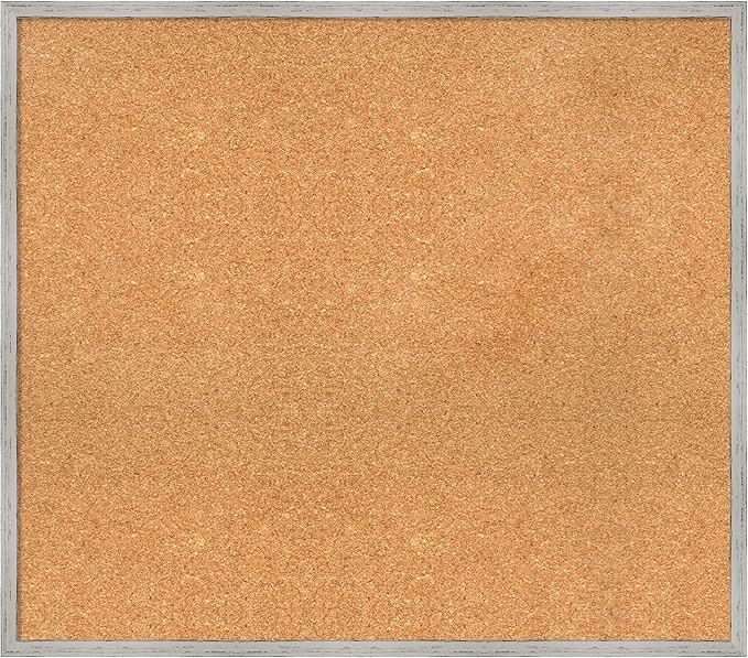 Amanti Art Natural Cork Board for Wall, 29x33 Vision Board with White Frame, Large Corkboard Office Decor for Home Organization, Cottage Corkboard Pinboard to Display Items for Home Organization in