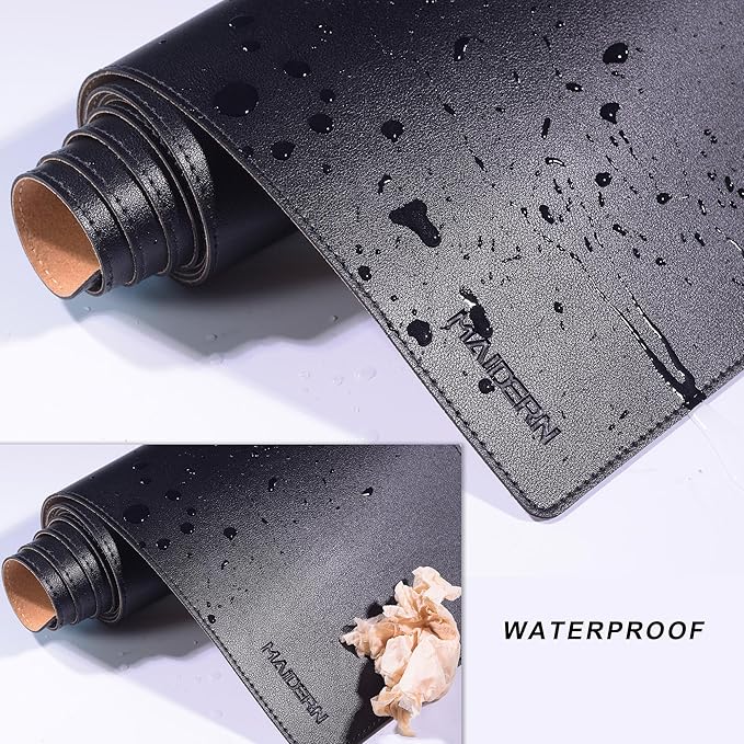 MAIDERN 70.9” x 7.9” Narrow Table Cover, Reversible Leather & Cork Console Table Mat, Long Slim Table Protector for Sofa Table, Entryway, Sideboard, Hallway, or Buffet Table (Black)