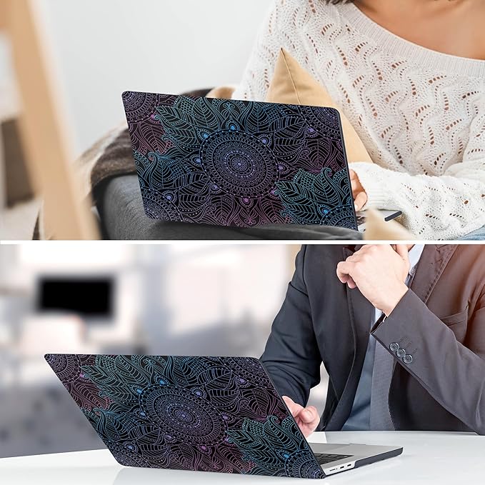 DONGKE Compatible with M4 MacBook Air 15 inch Case 2025 2024 2023 A3241 A3114 A2941 M3 M2 Liquid Retina Display Touch ID, Plastic Hard Case & Keyboard Skin & Screen Protector - Mandala