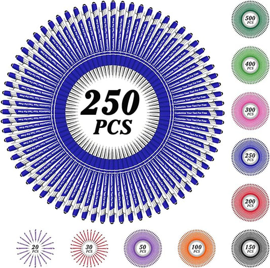Max 500 Pcs Personalized Pens Bulk, Custom Pens with Free Engraving, Customized Stylus Tip Ballpoint Pen with Your Name Massage Text for School Office Business Graduation Anniversaries-250 Packs