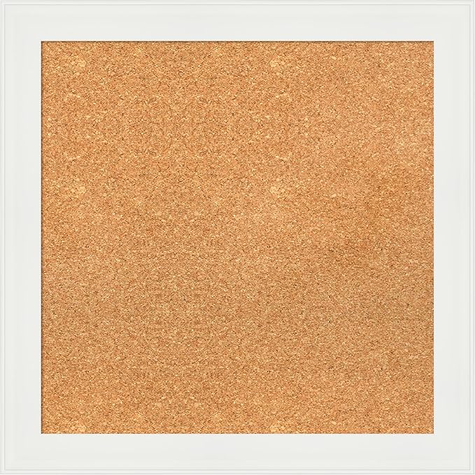 Amanti Art Natural Cork Board for Wall, 23x23 Vision Board with White Frame, Medium Corkboard Office Decor for Home Organization, Casual Corkboard Pinboard to Display Items for Home Organization in