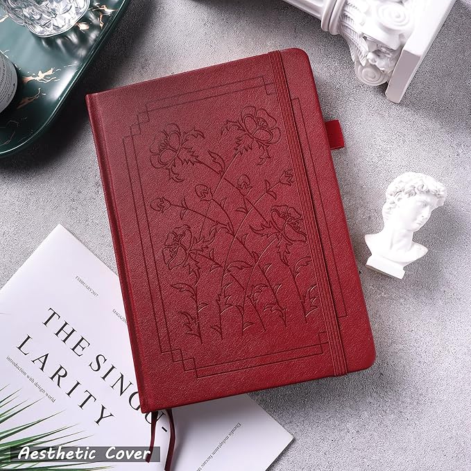 TIEFOSSI A5 Dotted Notebook, 160gsm Thick Paper, Hardcover Dot Grid Journals for Women Men, 192 Numbered Pages, Ideal for Personal Use, Goals, Organization