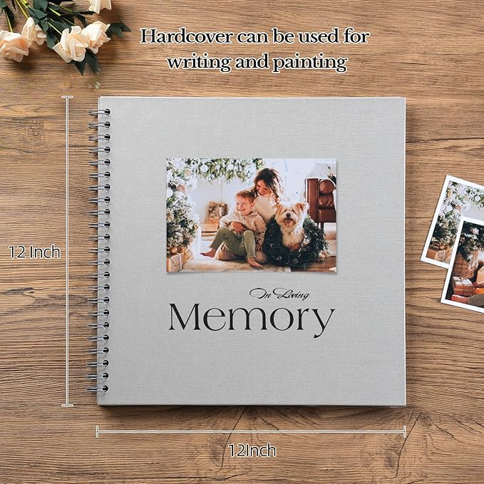 potricher 12 x 12 Inch DIY Scrapbook Album 40 Pages Hardcover Kraft Paper Scrap Book Photo Albums Memory Book for Wedding and Anniversary Family (Gray, 12 Inch)