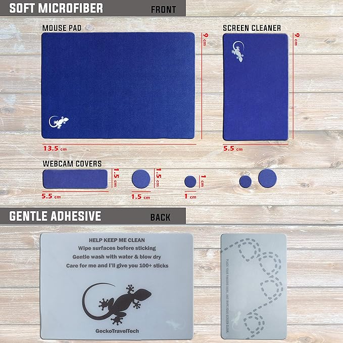 Mouse Pad Adhesive Bottom - Sticks to Any Surface - Portable - Webcam Covers and Screen Cleaner Included (Navy)