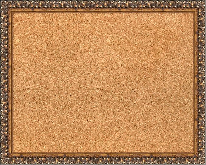 Amanti Art Natural Cork Board for Wall, 16x20 Vision Board with Bronze Frame, Small Corkboard Office Decor for Home Organization, Traditional Corkboard Pinboard to Display Items for Home Organization