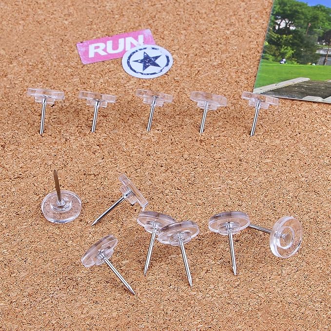 Push Pins 200-count Flat Thumb Tacks Steel Point and Plastic Head for Corkboard and Wooden Photo Wall