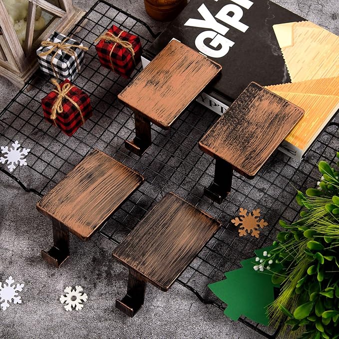 2 Pcs Christmas Stocking Holder for Mantel Fireplace Metal Stocking Hangers Hanging Hooks Heavy Duty Weighted Stocking Holder Bases for Xmas Shelf Fireplace Stair Decor (2, Red Bronze)