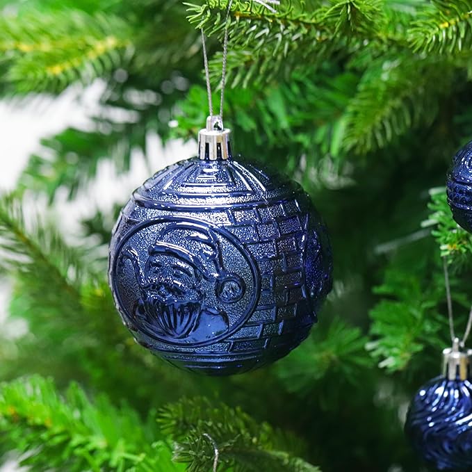 Senjie 36pcs Night Blue Christmas Ornaments Set with 7 Styles Multi-Size Shatterproof Christmas Tree Decorations