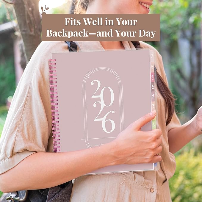 Rileys 2026 Planner, Agenda Planner With Weekly And Monthly View, Daily Agenda Book And Yearly Planners Calendar Book, Spiral Bound With Tabs, Notes, Goals And Holidays (Pink, 8.5 x 11 in)