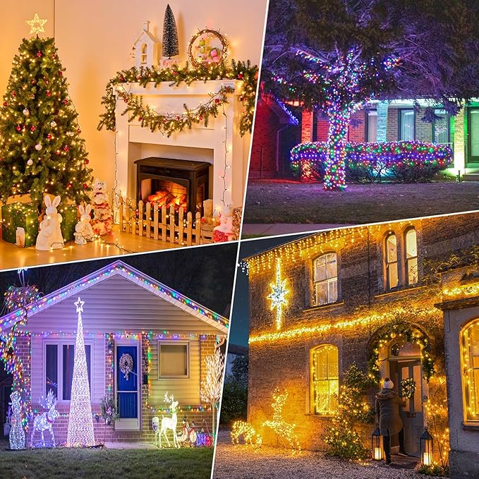 100FT 300 LED Color Changing Christmas Lights, Warm White & Multicolor Christmas Tree Lights with Remote, Waterproof Connectable String Light Outdoor Indoor for Party Garden Xmas Tree Decorations