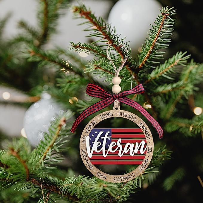 Veteran Ornaments - Veteran Gifts for Men - Military Christmas Ornament - Military Ornaments for Christmas Tree - Wooden Ornament