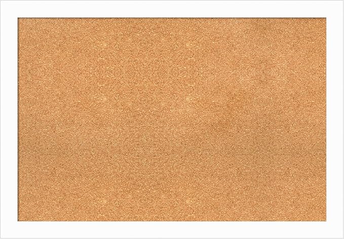 Amanti Art Natural Cork Board for Wall, 27x39 Vision Board with White Frame, Large Corkboard Office Decor for Home Organization, Casual Corkboard Pinboard to Display Items for Home Organization in