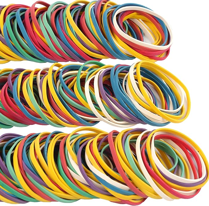 Rubber Bands 250pcs size #33 rubber band size 33 colors Elastic Band rubber Bands Blue green purple yellow white red for Office School Home Strong Loop Office Supplies
