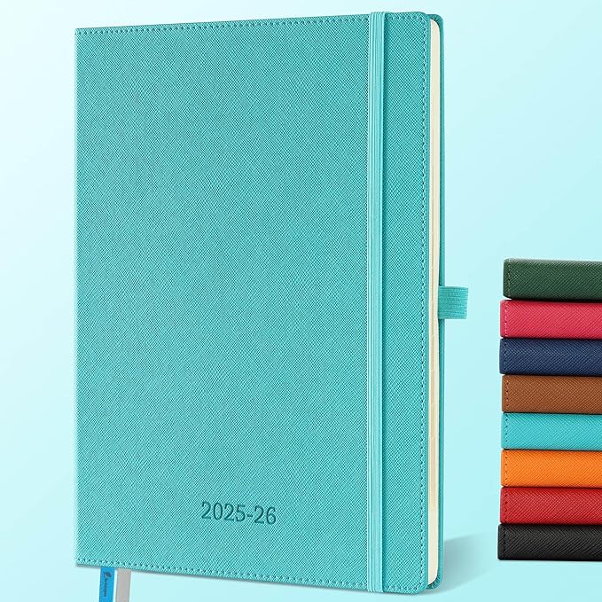 Weekly Monthly 2025-2026 Planner (July 25-Dec 26),11.5"x8.5",18 Months Agenda Plan with Month Tabs & Pocket,Expenses/Note Pages, Academic Calendar with Vegan Leather Cover,Light Blue
