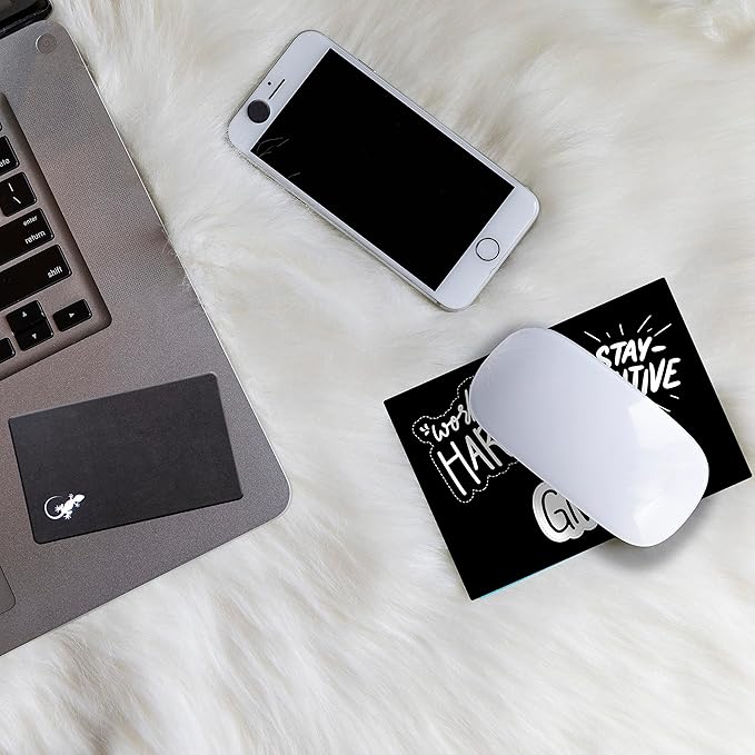 Mouse Pad Adhesive Bottom - Sticks to Any Surface - Portable - Webcam Covers and Screen Cleaner Included (Never GIVE UP)