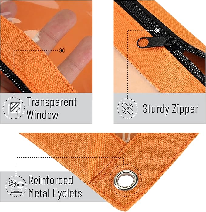 Mr. Pen - Pencil Pouch, Blue and Orange, 2 Fabric Pencil Pouches, Binder Pockets, Pencil Case, Binder Pouch, Pencil Bags, Pencil Pouch 3 Ring, Pencil Bags with Zipper, Zippered Pencil Pouch, Canvas