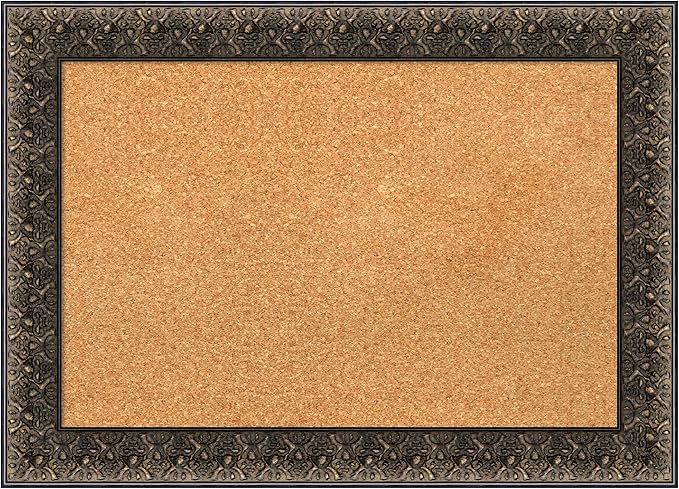 Amanti Art Natural Cork Board for Wall, 21x29 Vision Board with Black Wood Frame, Medium Corkboard Office Decor for Home Organization, Traditional Corkboard Pinboard to Display Items for Home