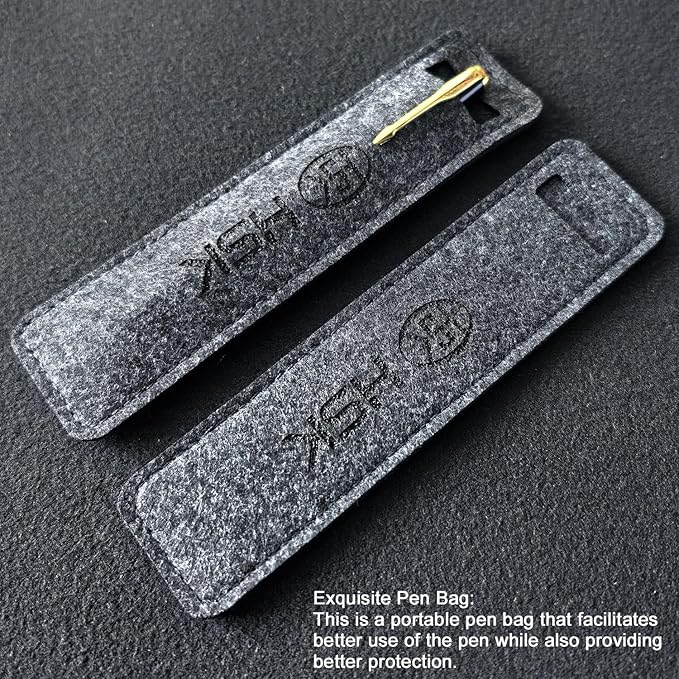 HSK Ballpoint Pens Executive Fountain Pen with Gold Trim, Gift Box Set, Available in Black, Red, Navy Blue,Black Refill Line width 0.5mm (Black)