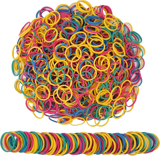 Rubber Bands Small Mini Elastic Band Yellow Blue Green Red 1300pcs Rubber Band 1.2inch Office Supplies Home Inside Diameter 0.63in (Multicolour)