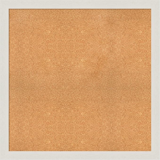 Amanti Art Natural Cork Board for Wall, 37x37 Vision Board with White Frame, Oversize Corkboard Office Decor for Home Organization, Country Rustic Corkboard Pinboard to Display Items for Home