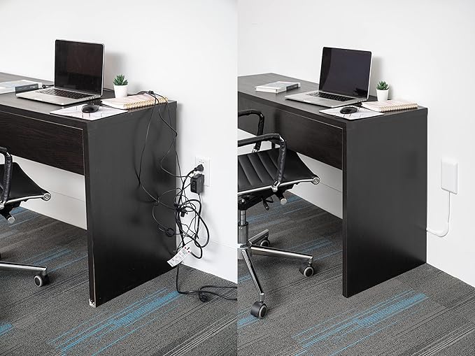 Sleek Socket Original & Patented Ultra-Thin Outlet Concealer with Cord Concealer Kit, Flat Extension Cord with Multi Outlets Surge Protector Power Strip, Ideal for Home Office and Home Theater