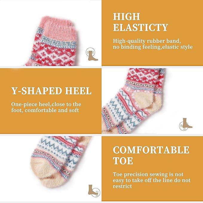 5 Pairs Fuzzy Soft Cozy Comfortable Socks for Women, Casual Sleep Comfy Socks, Perfect Warm Winter Gifts for Women