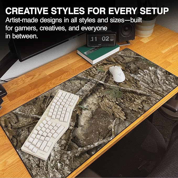 MPCO. Real Tree Large Gaming Desk Pad - 36" x 17" Aeroglyde Fabric APX – Without Logo Desk Mats - Non-Slip, Washable, Smooth Glide for Precision Gaming & Work