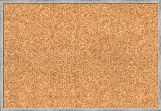 Amanti Art Natural Cork Board for Wall, 27x39 Vision Board with White Frame, Large Corkboard Office Decor for Home Organization, Cottage Corkboard Pinboard to Display Items for Home Organization in