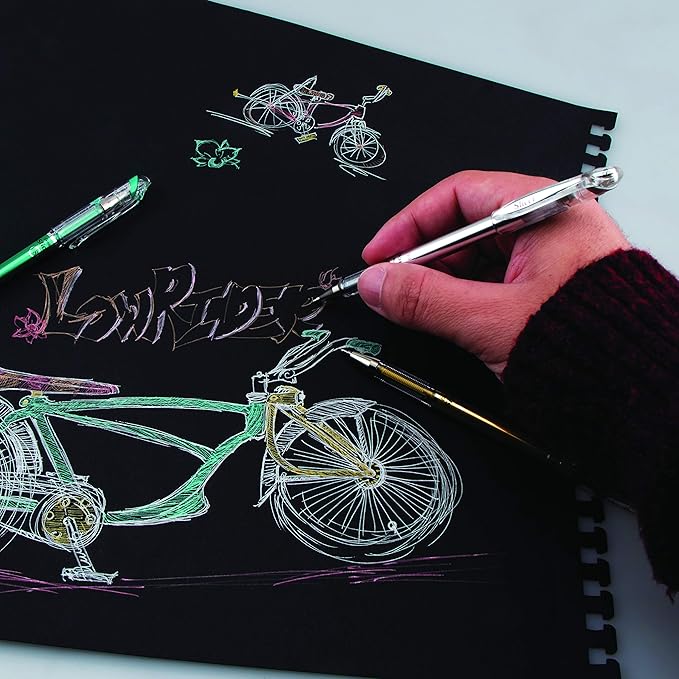 Pentel Arts Slicci 0.8mm Needle Tip, Medium Gel Pen, Silver Metallic Ink (BG208-Z), 12 Pack