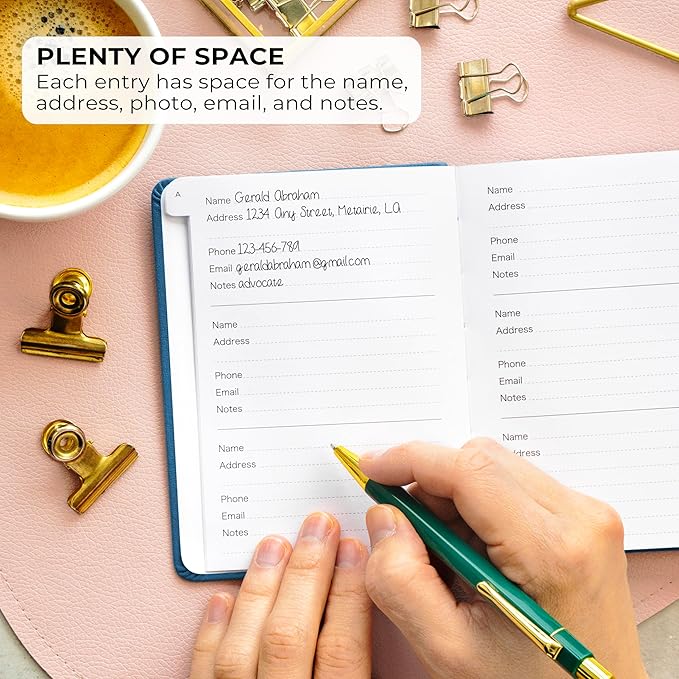 Clever Fox Address Book with alphabetic tabs - PU Leather Telephone and Address Book for Keeping Contacts Safe, Contact Organizer Journal, Small Size (4.0″ x 5.5″), Hardcover, Mystic Blue