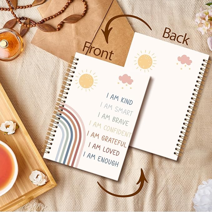Inspirational Rainbow Notebook Journal - Motivational Nursery Spiral Notebook, I am Kind Inspirational Notebooks Gifts for Kids Girls, Daily Affirmations for Women School Supplies, 6x8.2In