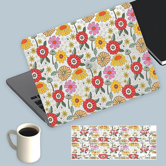 KEROM Compatible for MacBook Air 13 inch Case 2025 M4, 2024-2022 M3 M2 A3240 A3113 A2681, Cute Sleek Aesthetic Plastic Hard Shell & Keyboard Cover, Abstract Seamless Floral